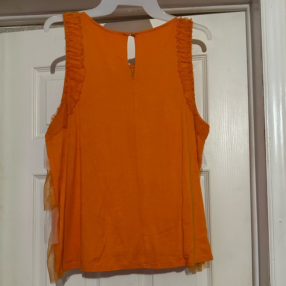 NWT Orange and White University of Tennessee Ruffled Tank Top - XL - Picture 2 of 5